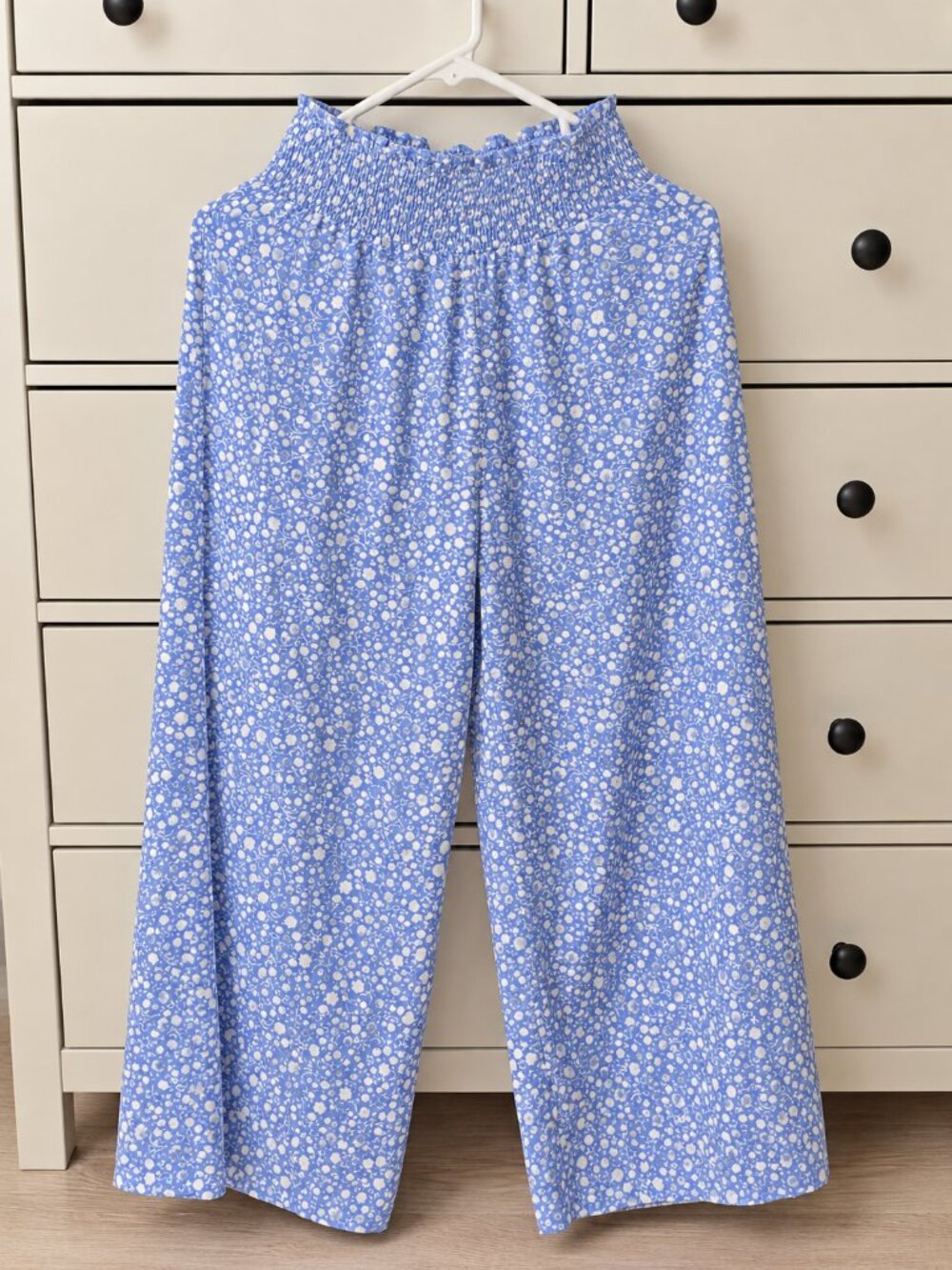 Sienna Sky Blue Floral Wide-Leg Pants – Size M